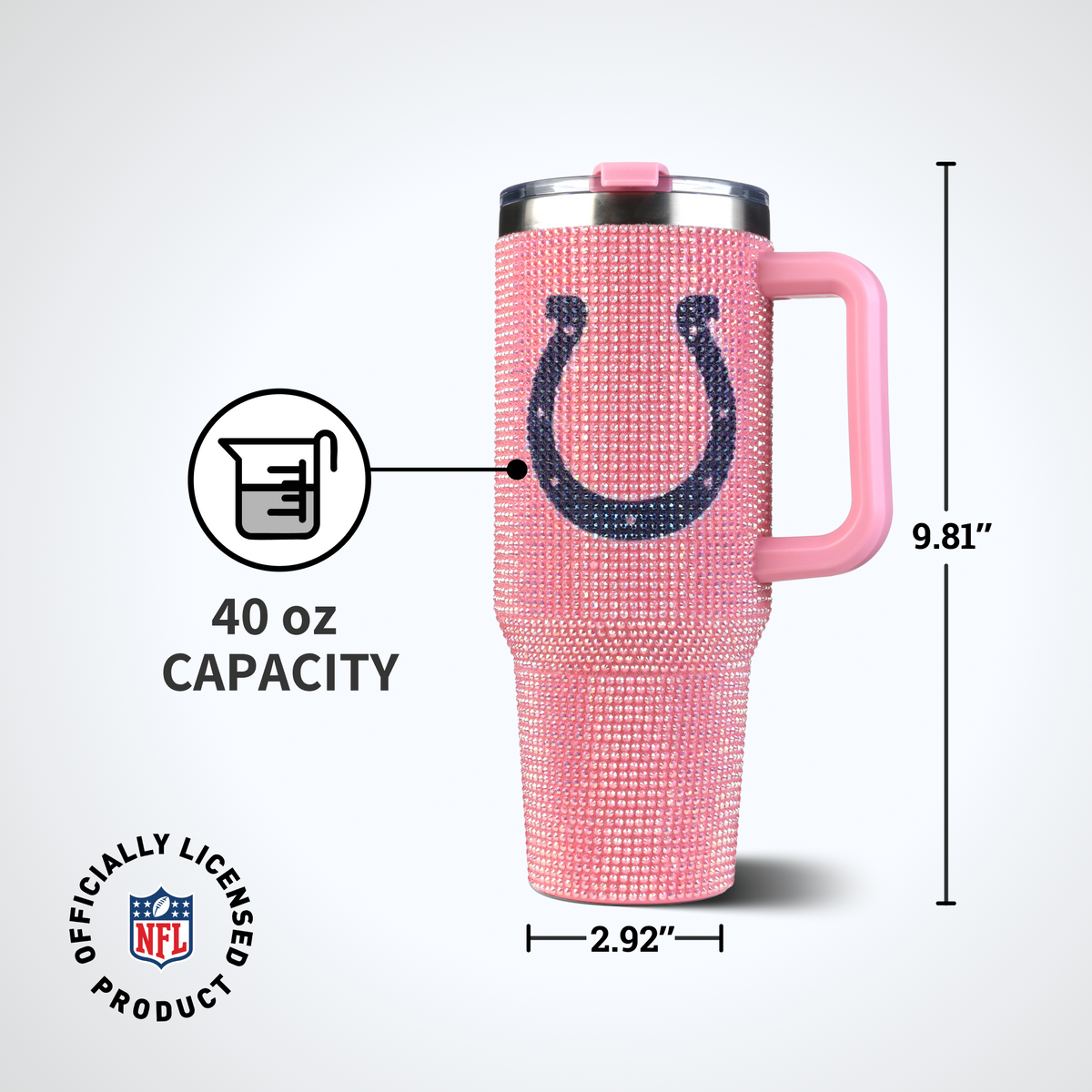 40oz Pink Bling Game Day Tumbler I | Indianapolis Colts