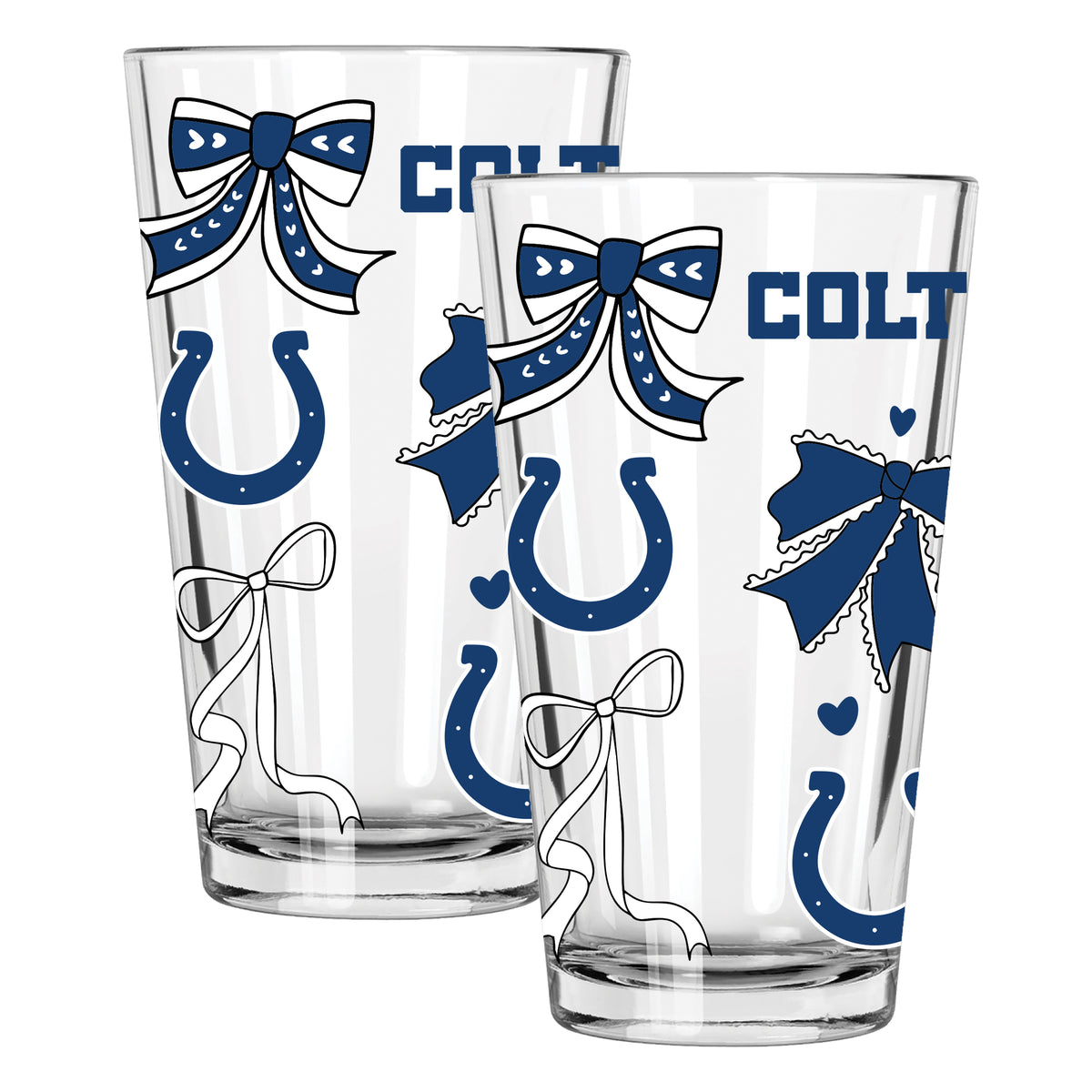  Colts 2pk 16oz Bow Pint Glass 