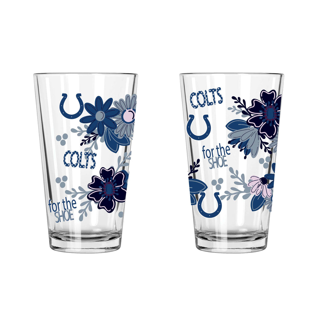 2pk 16oz Pint Glass, DP, Flowers | Indianapolis Colts