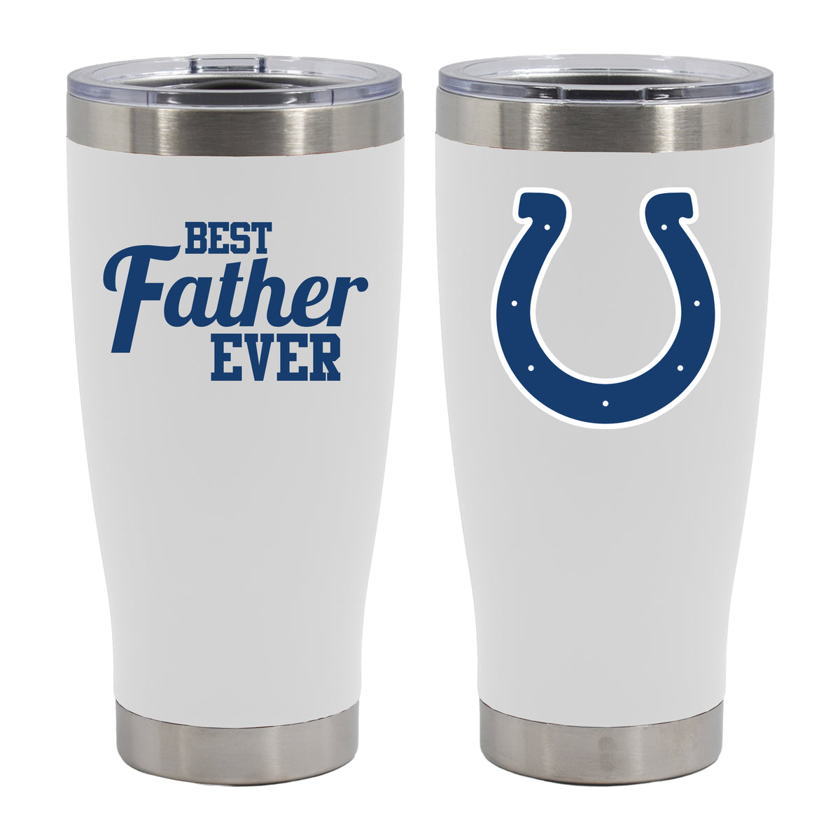 20oz White Stainless Steel Tumbler, Direct Print, Best Dad Ever Design, Indianapolis Colts
