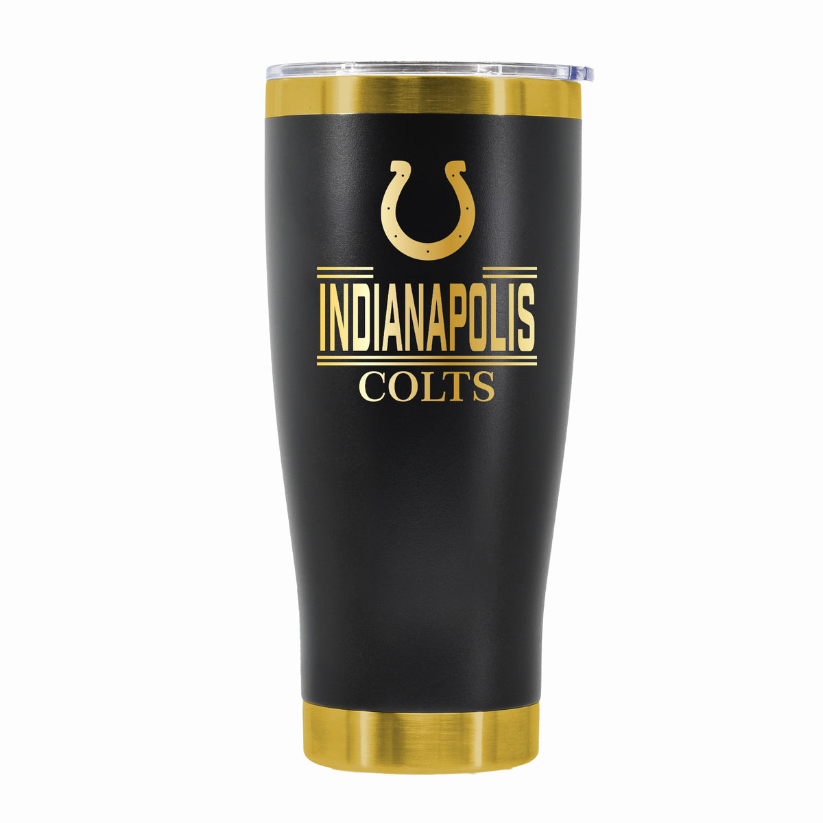 24 oz Stainless Steel Tumbler with Gold Accents & Etched Classic Crew Team Design, Indianapolis Colts