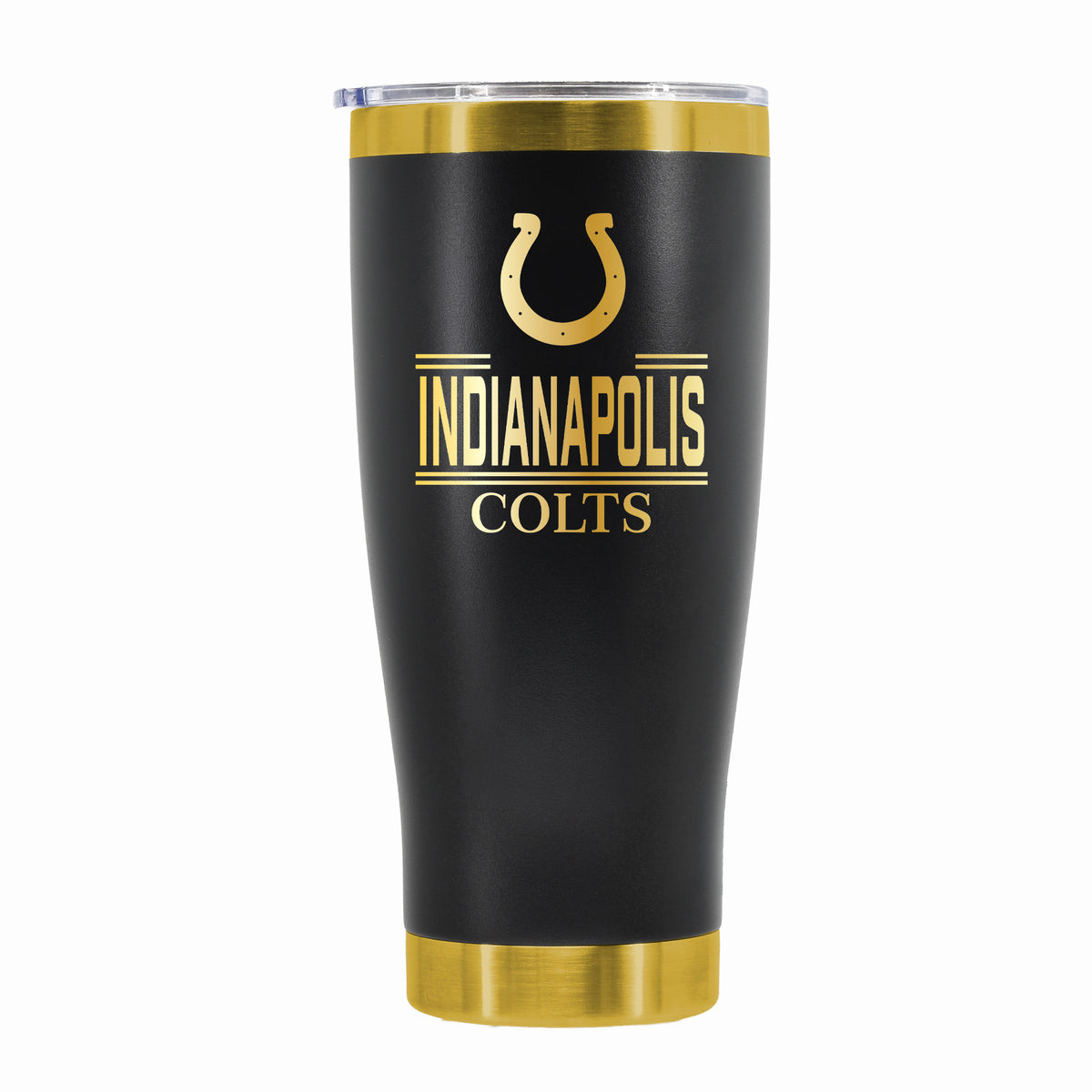 24 oz Stainless Steel Tumbler with Gold Accents & Etched Classic Crew Team Design, Indianapolis Colts