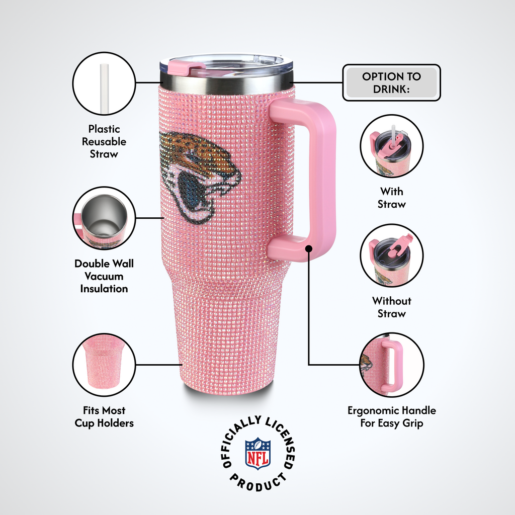 40oz Pink Bling Game Day Tumbler I | Jacksonville Jaguars