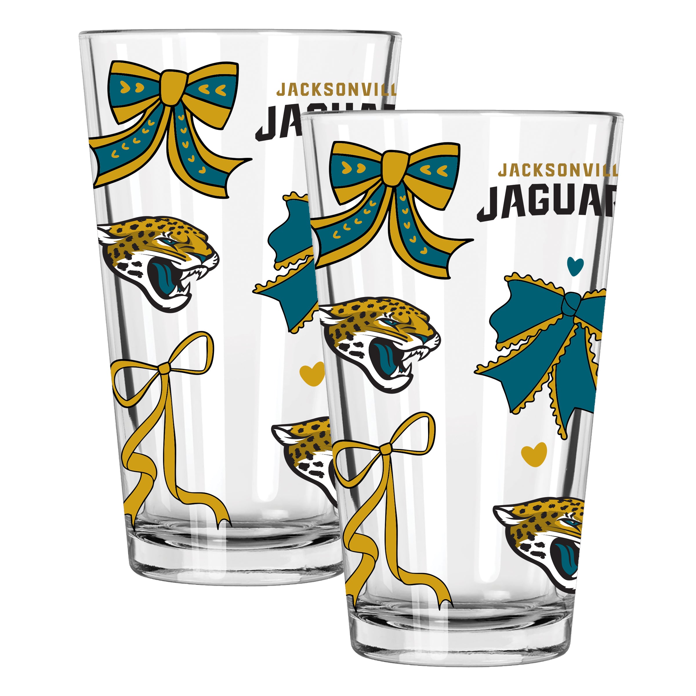 Jaguars 2pk 16oz Bow Pint Glass at $21.99 only from The Memory Company