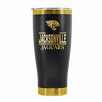 24 oz Stainless Steel Tumbler with Gold Accents & Etched Classic Crew Team Design, Jacksonville Jaguars