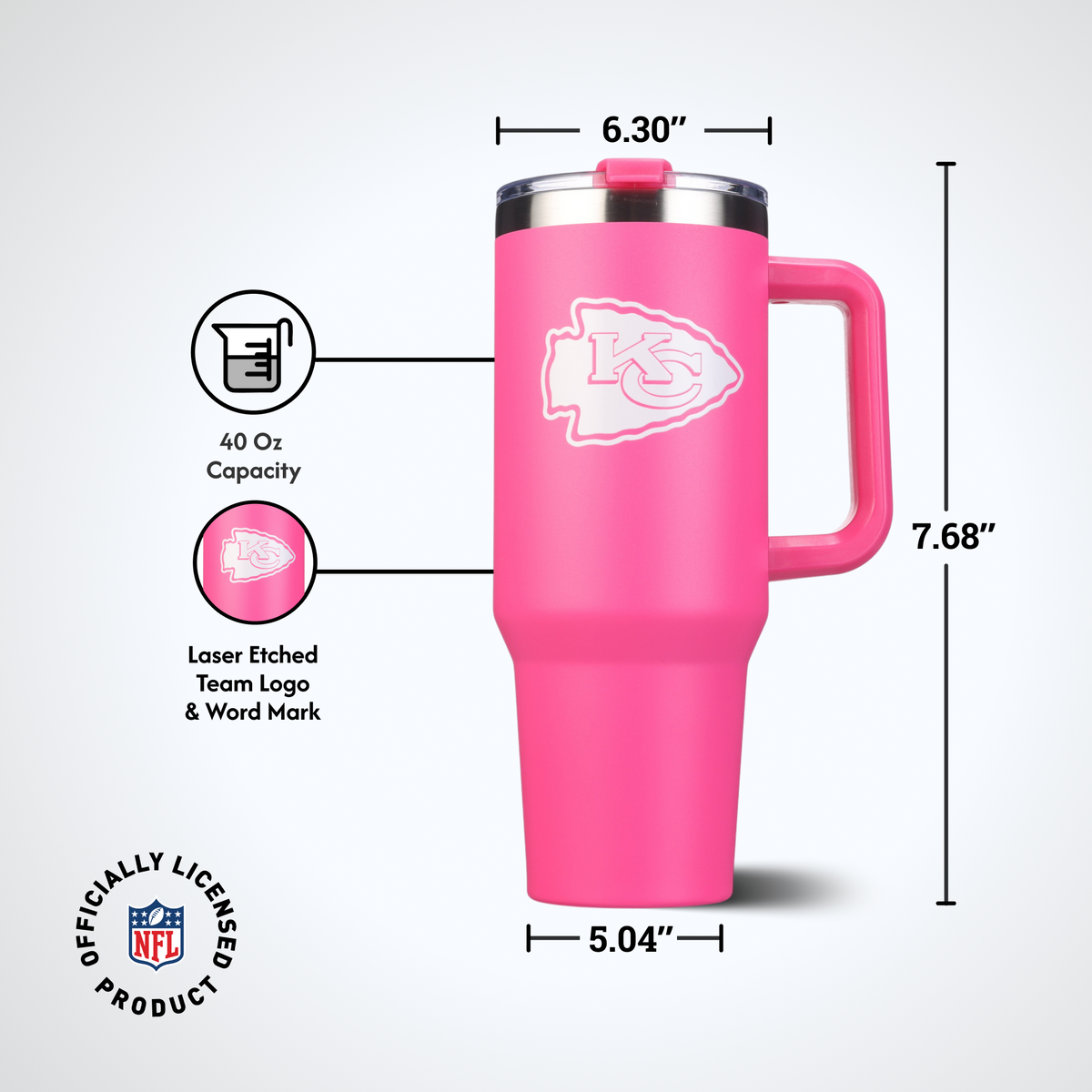 40oz Pink Game Day Tumbler I | Kansas City Chiefs