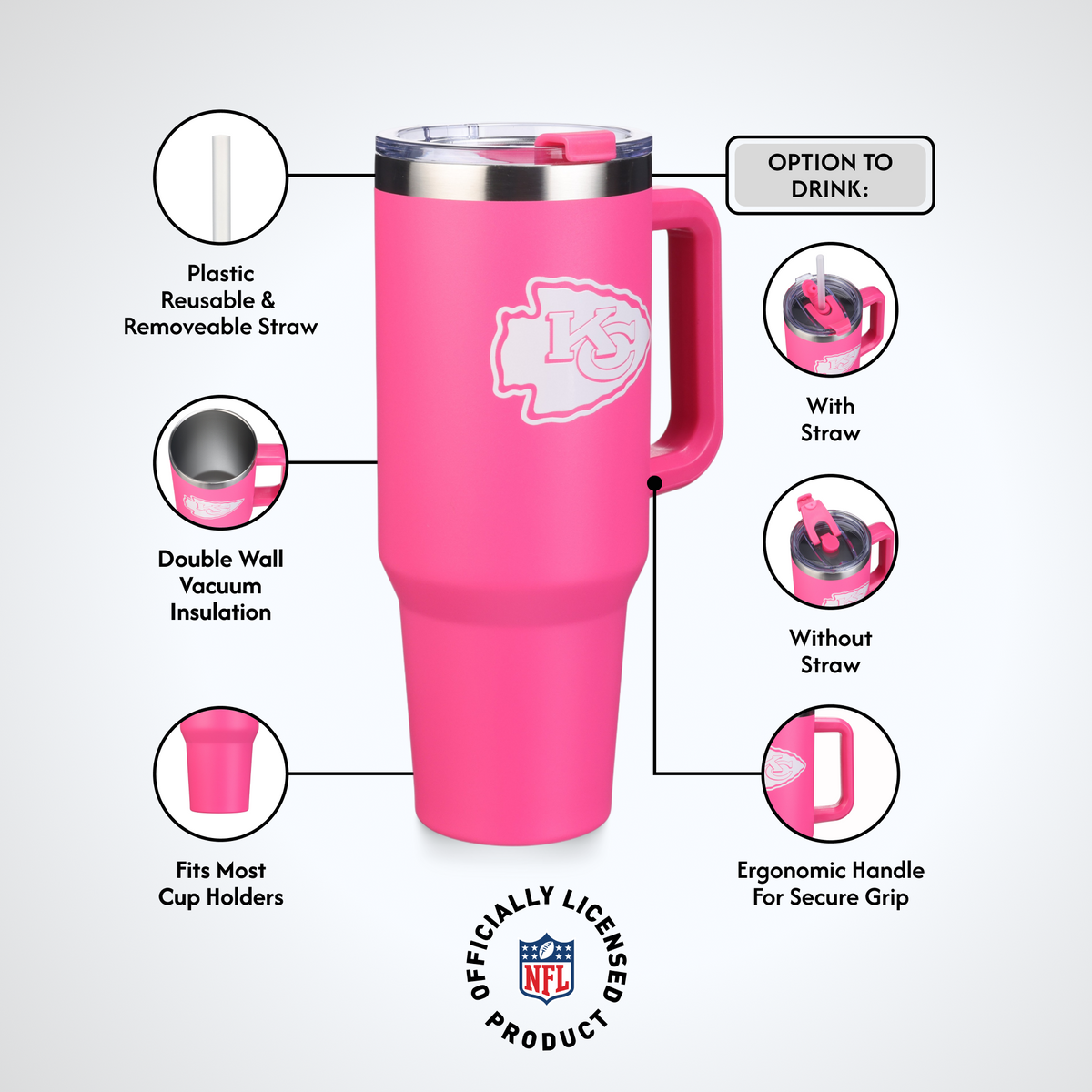 40oz Pink Game Day Tumbler I | Kansas City Chiefs