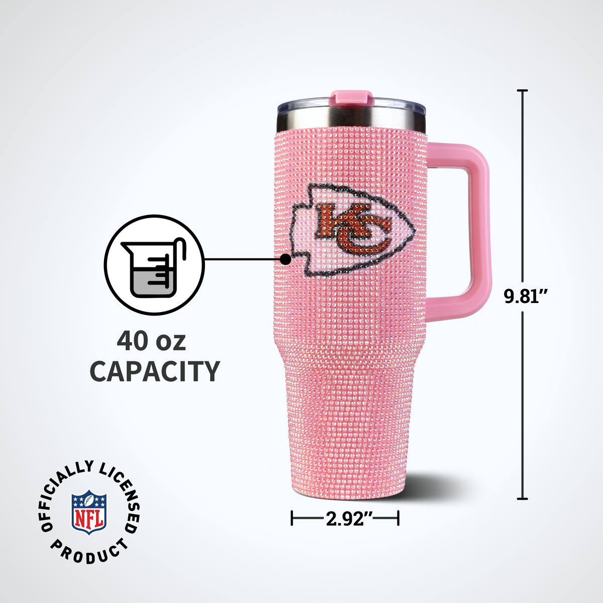 40oz Pink Bling Game Day Tumbler I | Kansas City Chiefs
