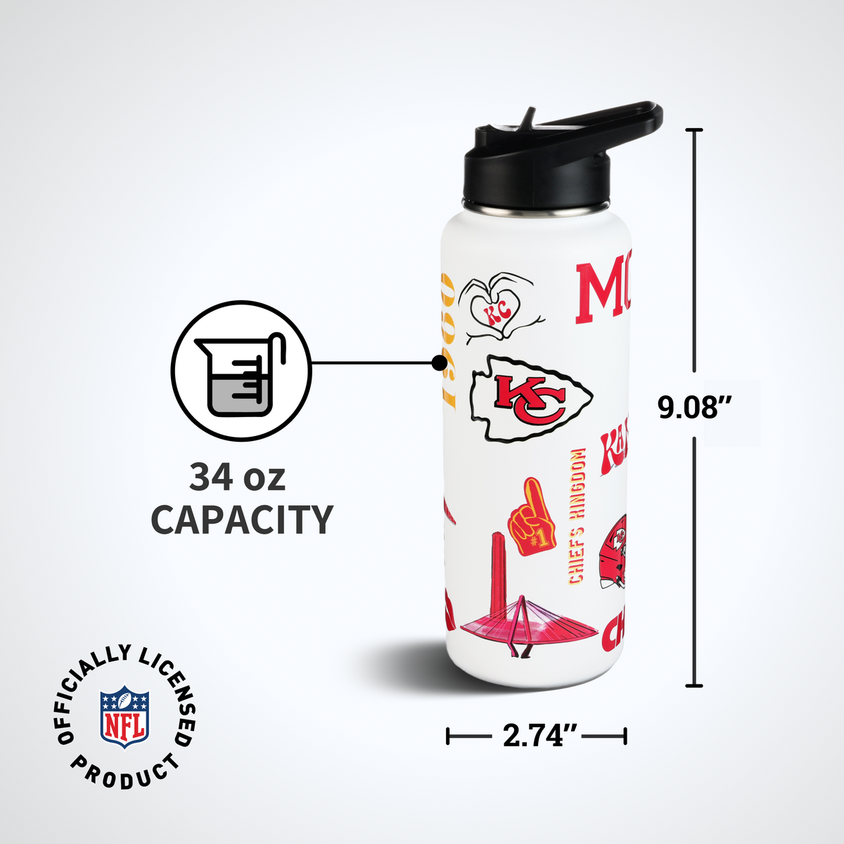 34oz Team Spirit Water Bottle I | Kansas City Chiefs