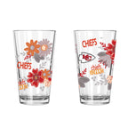 2pk 16oz Pint Glass, DP, Flowers | Kansas City Chiefs