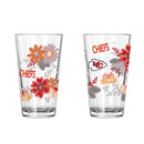 2pk 16oz Pint Glass, DP, Flowers | Kansas City Chiefs
