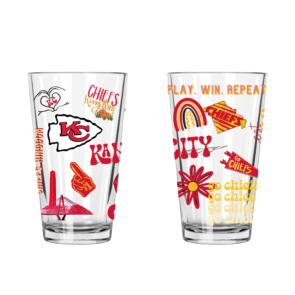 2pk 16oz Pint Glass, DP, Loco Design | Kansas City Chiefs