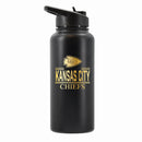 32 oz Stainless Steel Water Bottle with Gold Etched Classic Crew Team Design, Kansas City Chiefs