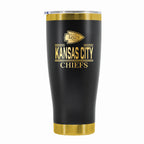 24 oz Stainless Steel Tumbler with Gold Accents & Etched Classic Crew Team Design, Kansas City Chiefs