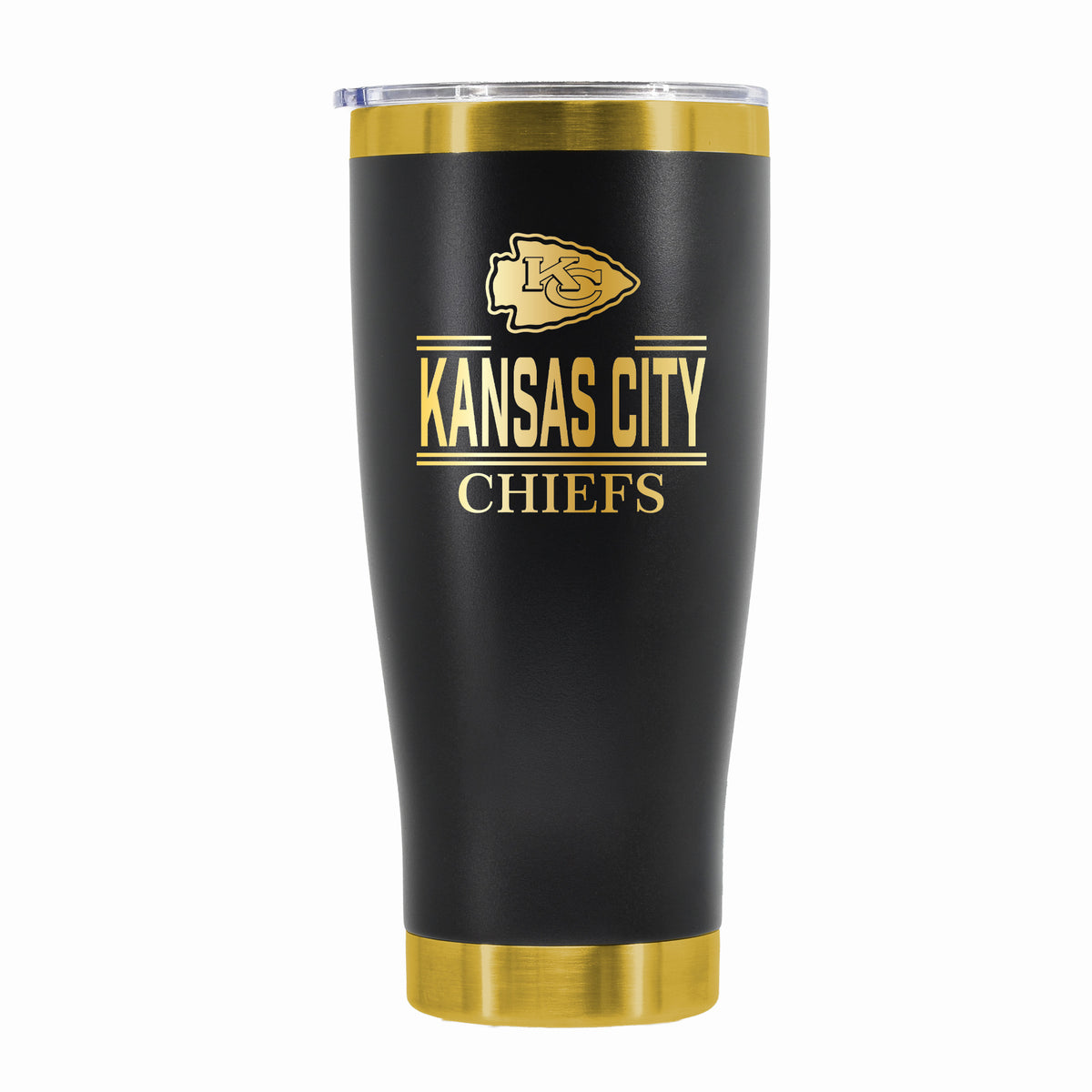24 oz Stainless Steel Tumbler with Gold Accents & Etched Classic Crew Team Design, Kansas City Chiefs