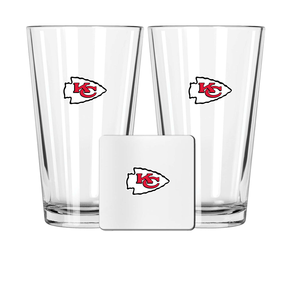 2 Pack Pint and Coasters Set| Kansas City Chiefs