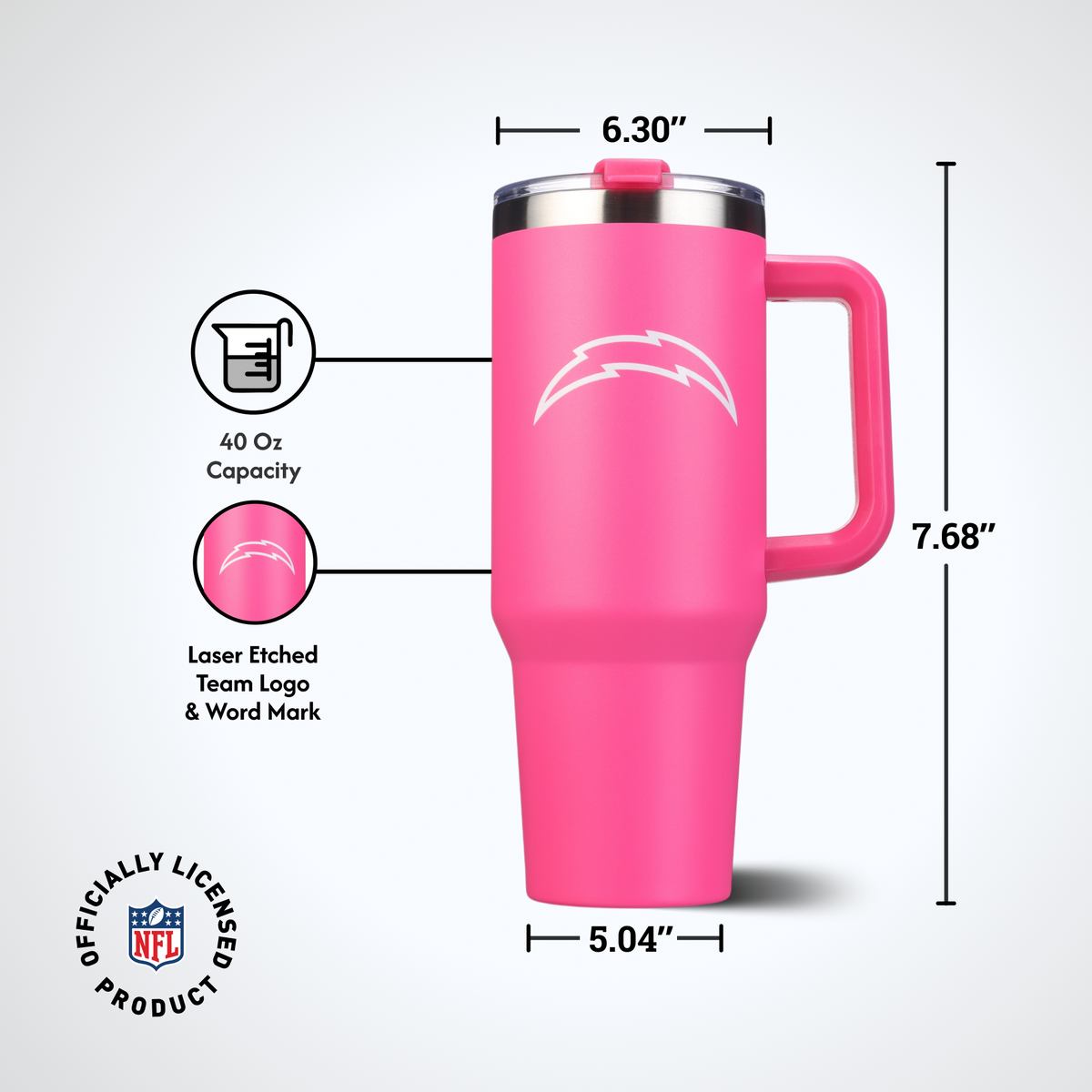 40oz Pink Game Day Tumbler I | Los Angeles Chargers