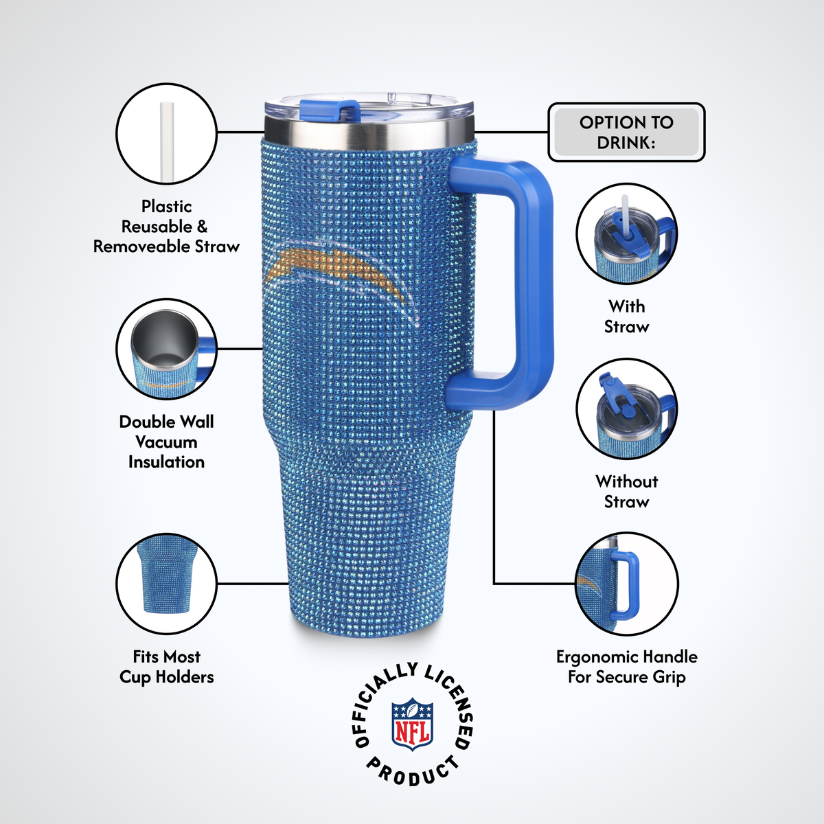 40oz TC Bling Game Day Tumbler I | Los Angeles Chargers