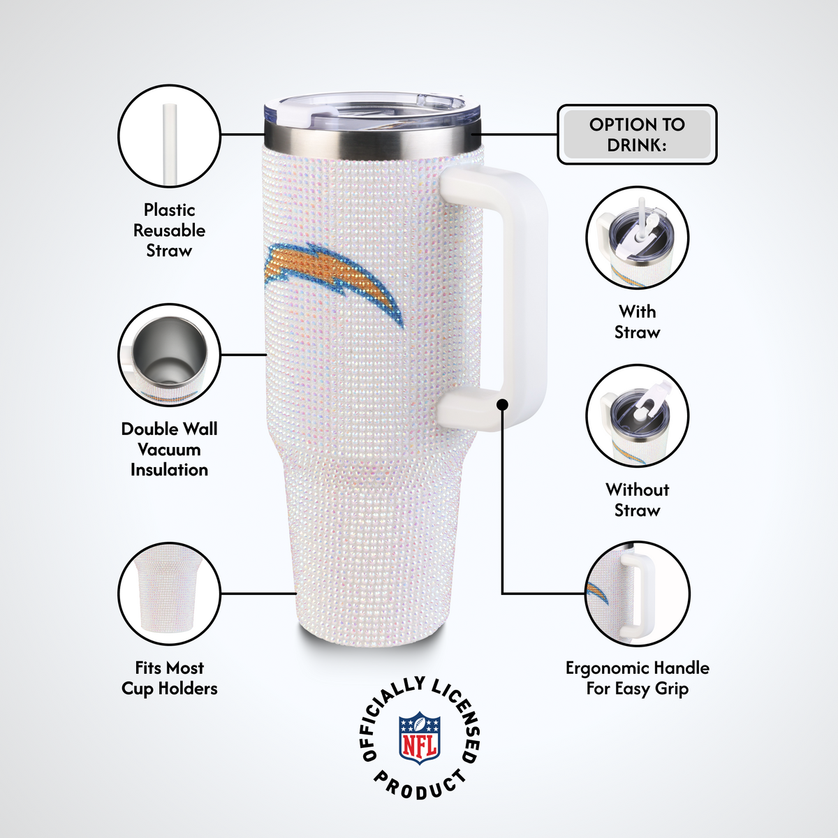 40oz Bling Collosal Tumbler | Los Angeles Chargers