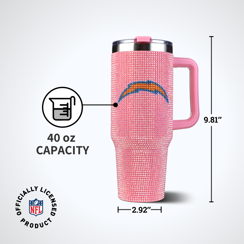 40oz Pink Bling Game Day Tumbler I | Los Angeles Chargers