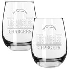 2pk 15oz Stemless Wine Glass Classic Crew Design | Los Angeles Chargers