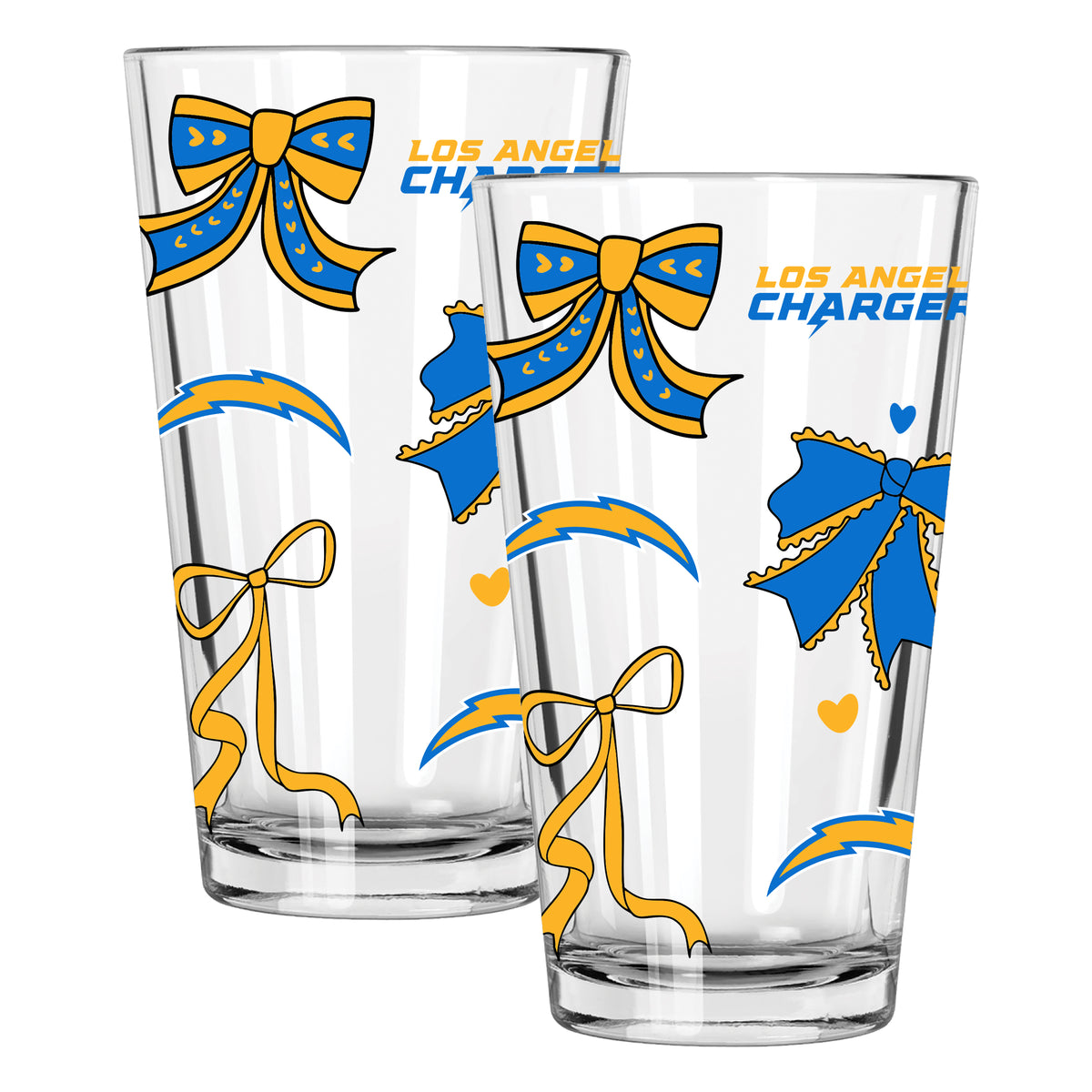 Chargers 2pk 16oz Bow Pint Glass 