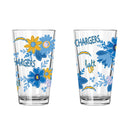 2pk 16oz Pint Glass, DP, Flowers | Los Angeles Chargers