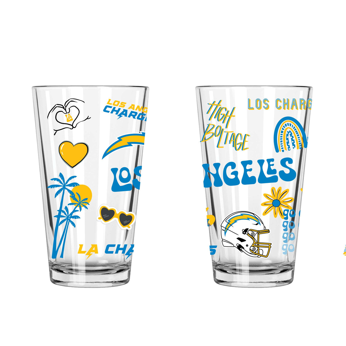 2pk 16oz Pint Glass, DP, Loco Design | Los Angeles Chargers