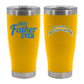 20oz Gold Stainless Steel Tumbler, Direct Print, Best Father Ever Design, Los Angeles Chargers