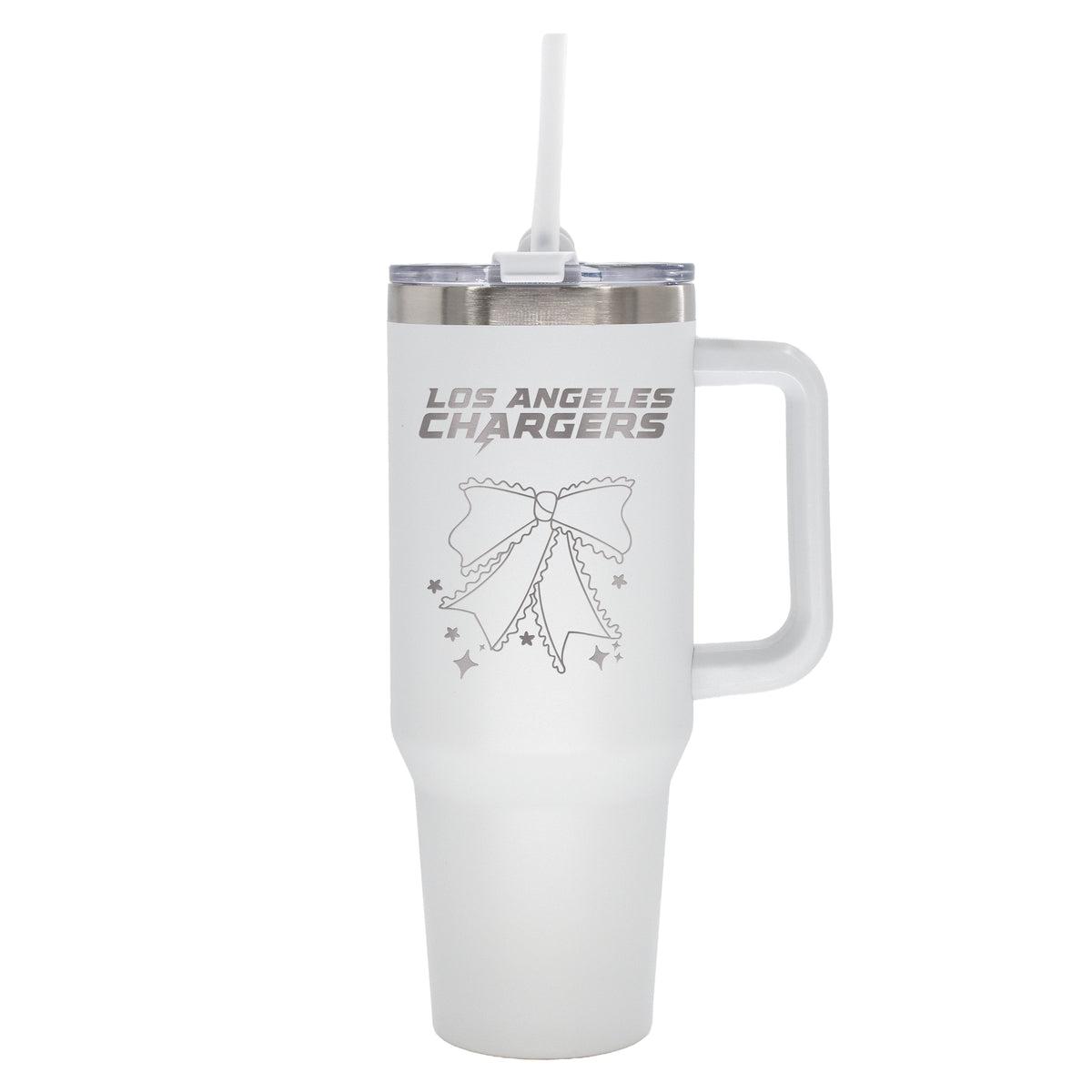  Chargers 40oz Bow White Stainless Steel Colossal Tumbler 