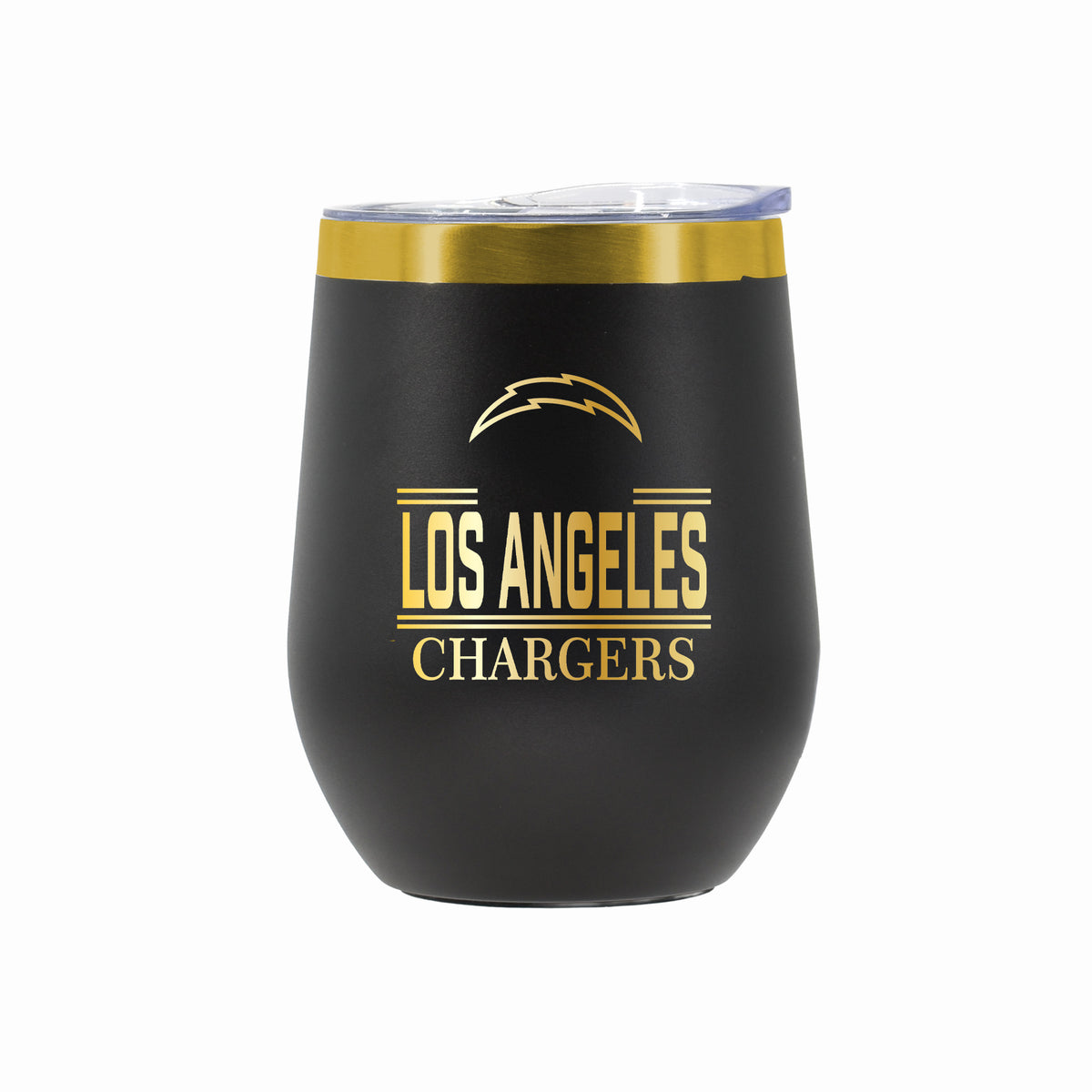 12 oz Stainless Steel Wine Tumbler with Gold Etched Classic Crew Team Design, Los Angeles Chargers