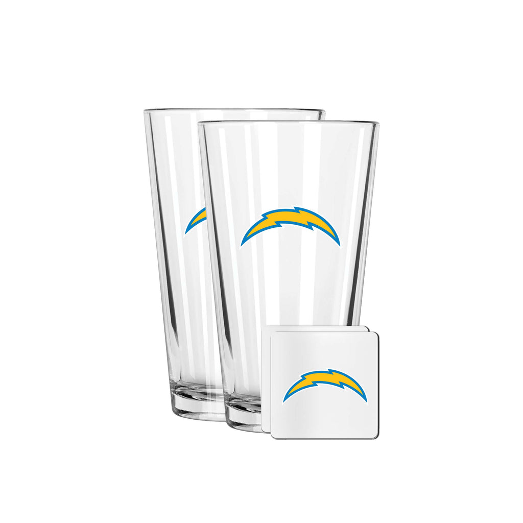 2 Pack Pint and Coasters Set | Los Angeles Chargers