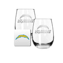 2 Pack Stemless Wine Glasses and Coasters Set | Los Angeles Chargers