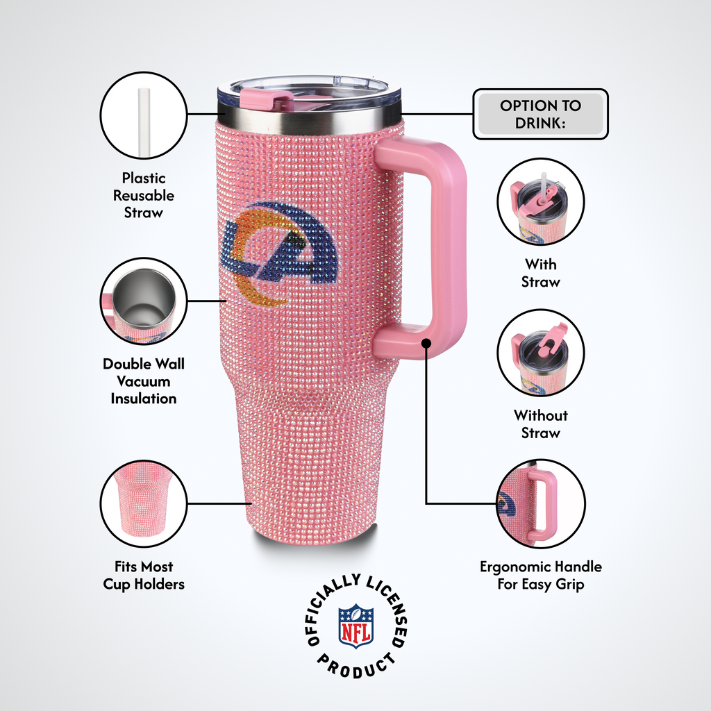 40oz Pink Bling Game Day Tumbler I | Los Angeles Rams