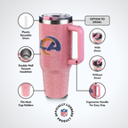 40oz Pink Bling Game Day Tumbler I | Los Angeles Rams