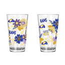 2pk 16oz Pint Glass, DP, Flowers | Los Angeles Rams