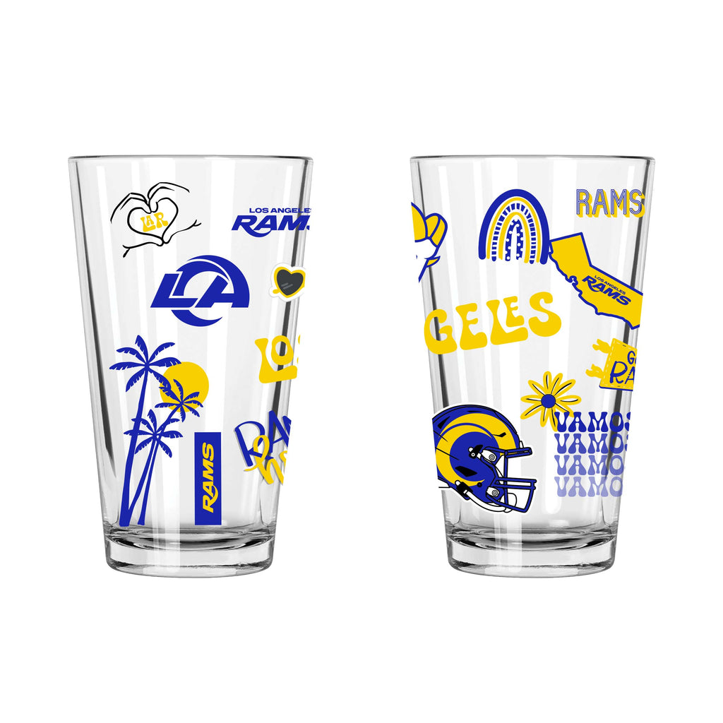 2pk 16oz Pint Glass, DP, Loco Design | Los Angeles Rams