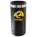 12oz Personalized Black Stainless Steel Slim Can Holder | Los Angeles Rams