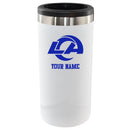 12oz Personalized White Stainless Steel Slim Can Holder | Los Angeles Rams