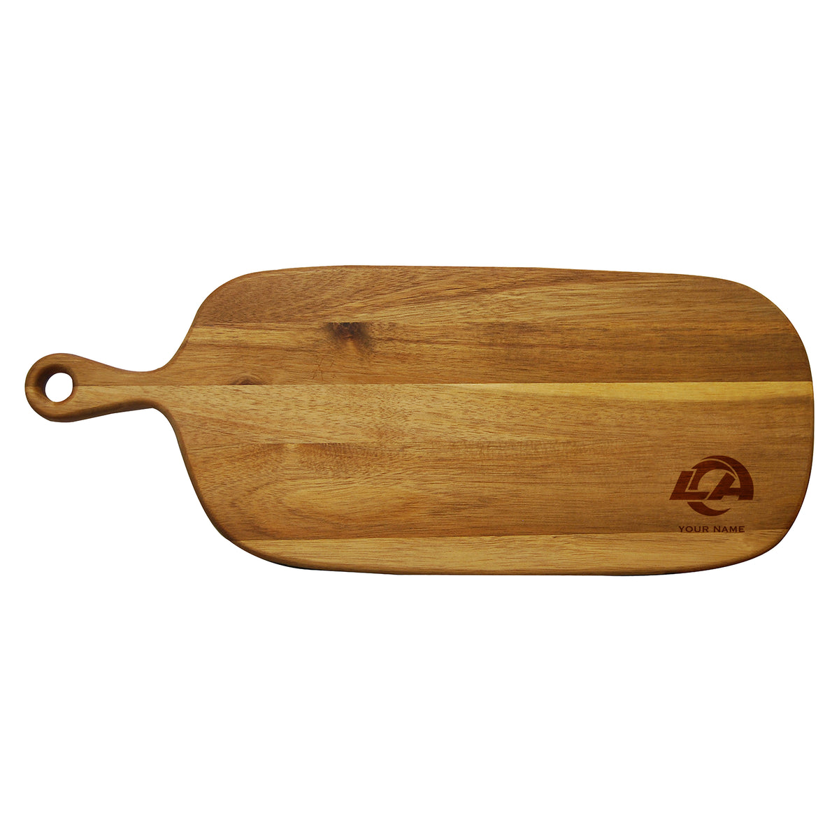 Personalized Acacia Paddle Cutting & Serving Board | Los Angeles Rams