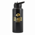 32 oz Stainless Steel Water Bottle with Gold Etched Classic Crew Team Design, Los Angeles Rams