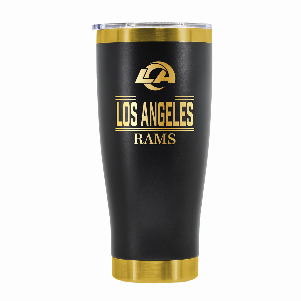 24 oz Stainless Steel Tumbler with Gold Accents & Etched Classic Crew Team Design, Los Angeles Rams