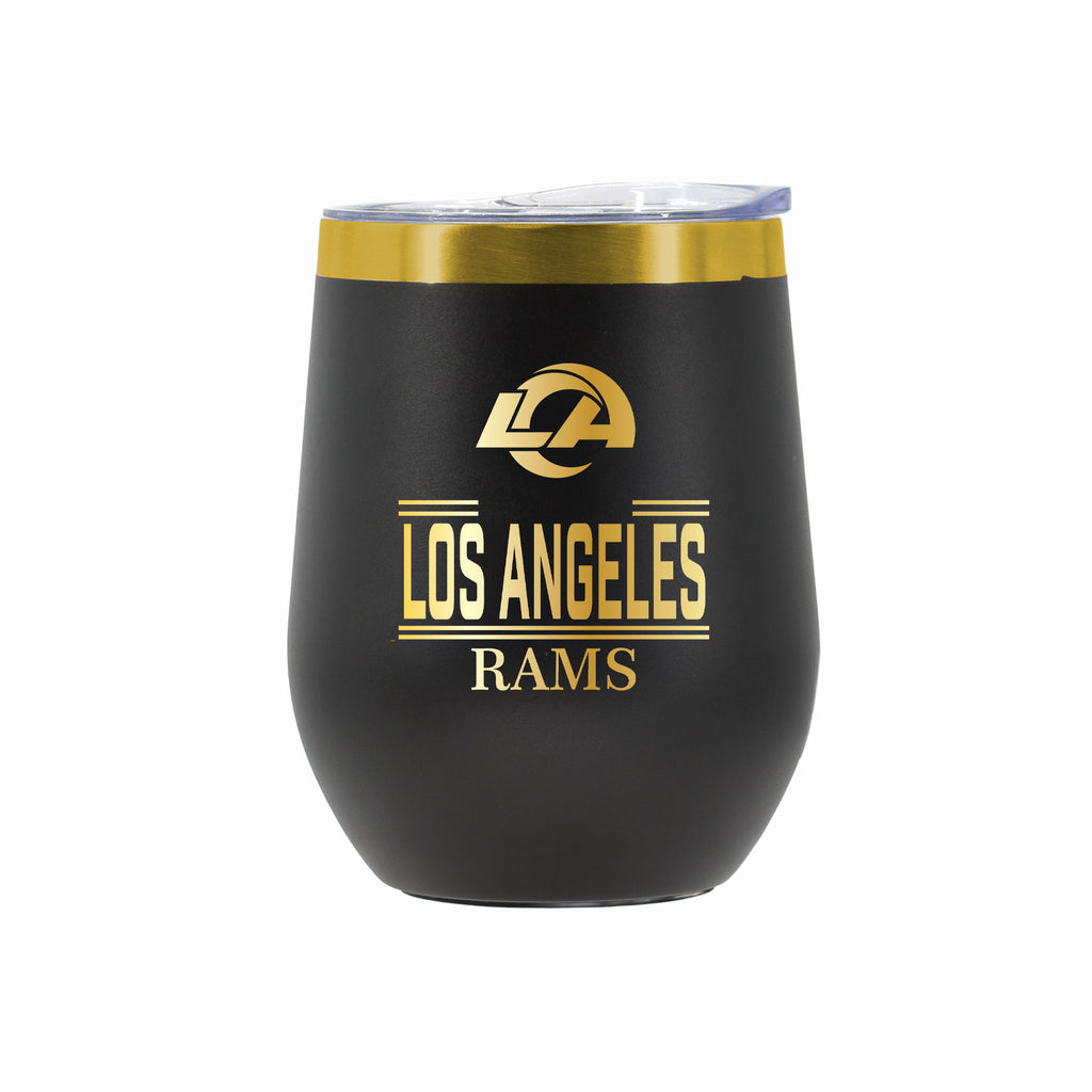 12 oz Stainless Steel Wine Tumbler with Gold Etched Classic Crew Team Design, Los Angeles Rams