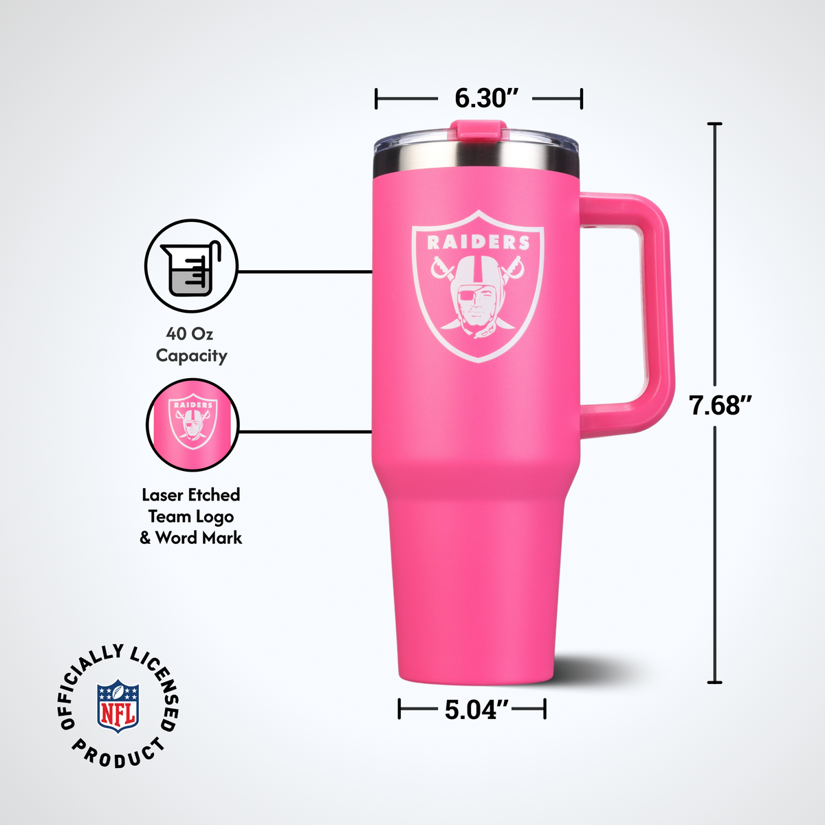 40oz Pink Game Day Tumbler I | Las Vegas Raiders