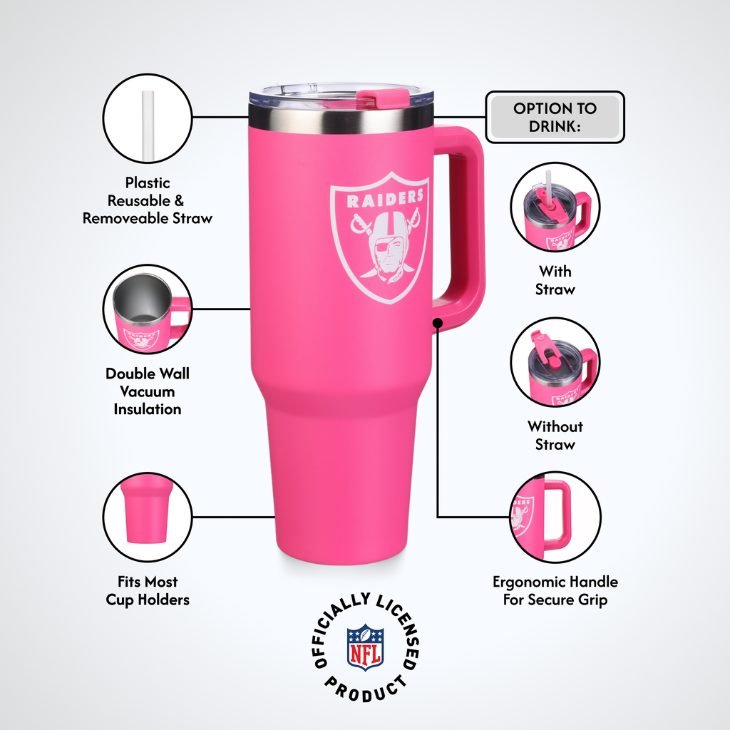40oz Pink Game Day Tumbler I | Las Vegas Raiders