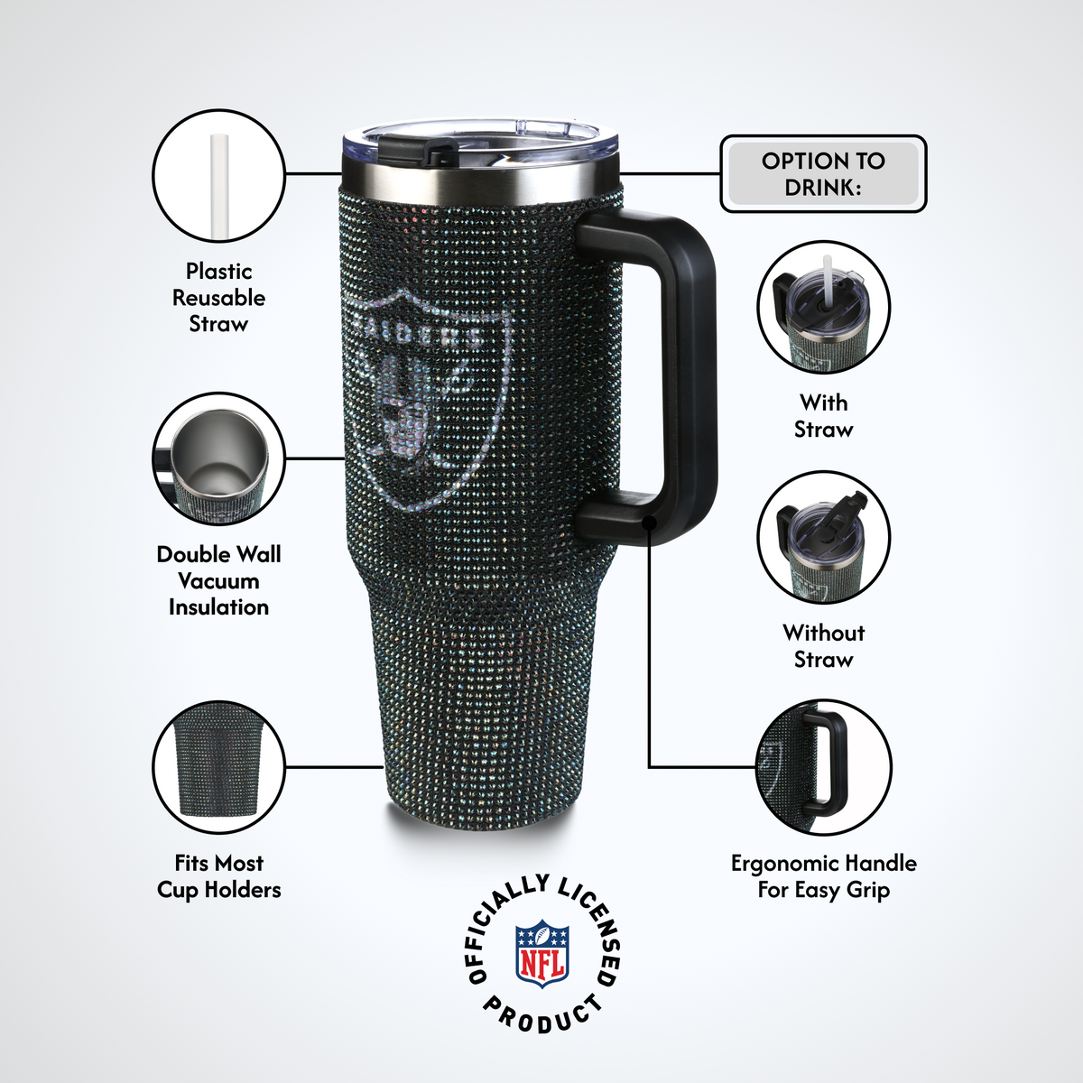 40oz TC Bling Game Day Tumbler I | Las Vegas Raiders