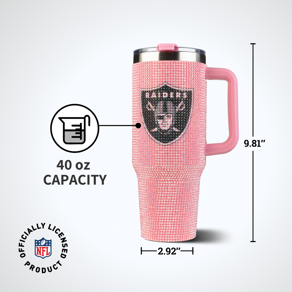 40oz Pink Bling Game Day Tumbler I | Las Vegas Raiders