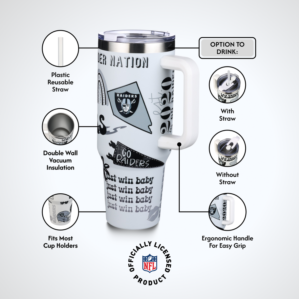40oz Team Spirit Game Day Tumbler I | Las Vegas Raiders