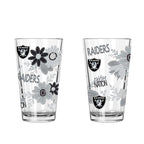 2pk 16oz Pint Glass, DP, Flowers | Las Vegas Raiders