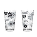 2pk 16oz Pint Glass, DP, Flowers | Las Vegas Raiders